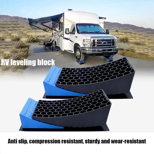 2 Pcs RV Leveling Blocks  Camper Wheel Chocks RV Camper Leveler Kit with Anti-Slip Mat Carrying Bag Level
