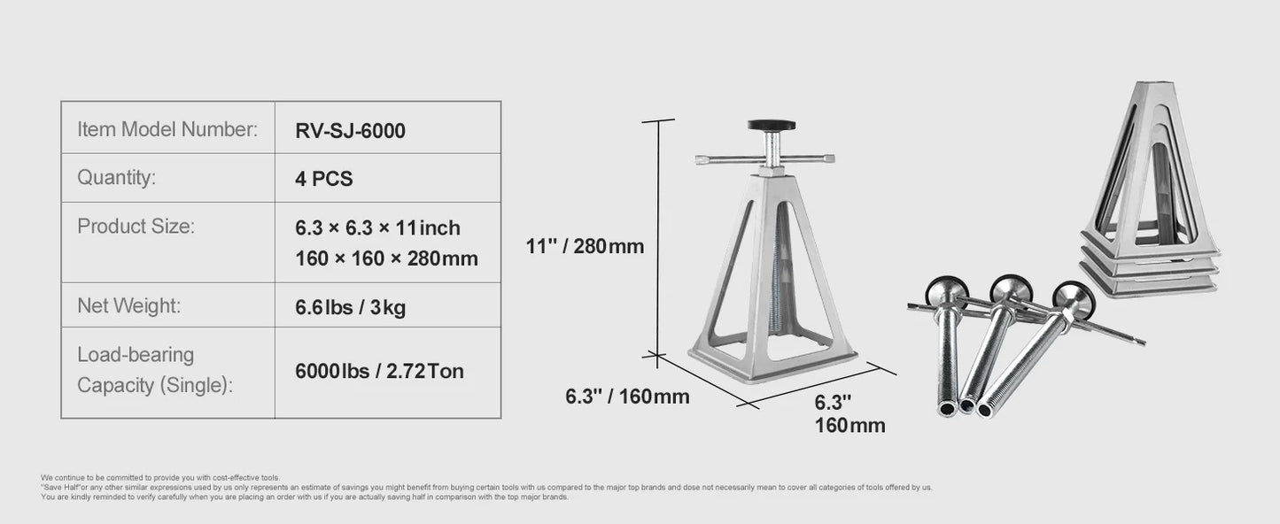 SucceBuy RV Stabilizer Jacks 4 Pack – Aluminum Leveling Jacks 6,000 LB