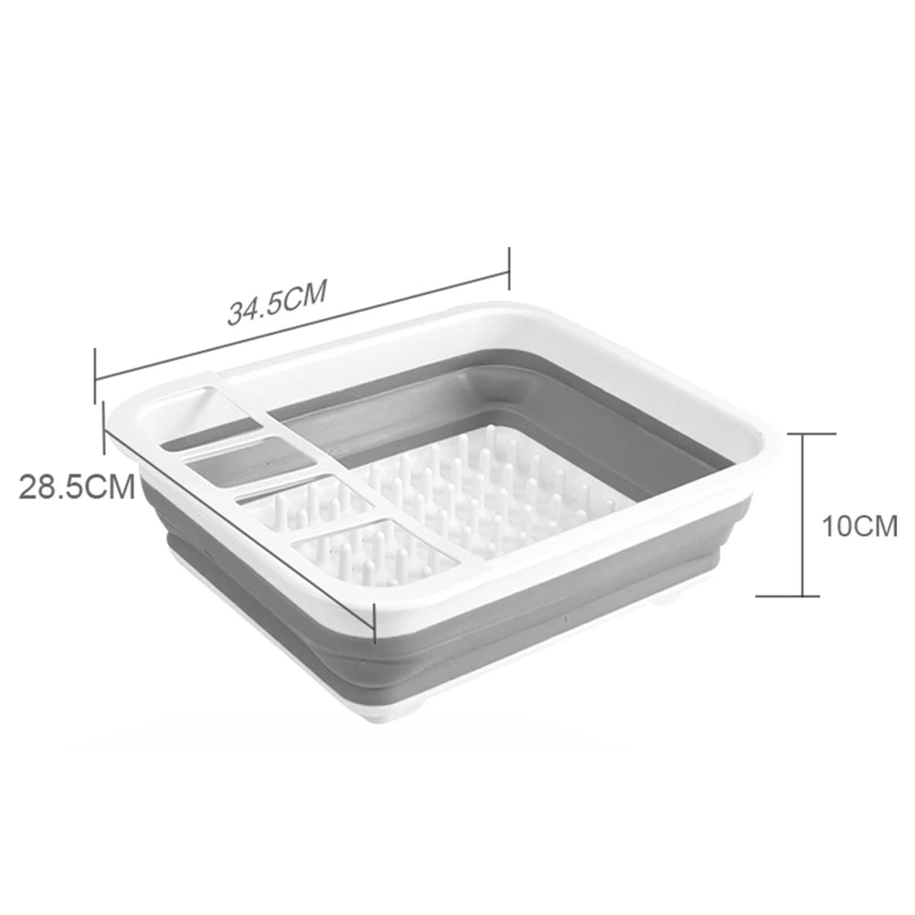 Foldable Dish Rack Kitchen Sink Basket Storage Water Leakage Plastic Tableware Bowl Dinnerware Drain Bowl Tray Home Drying Rack