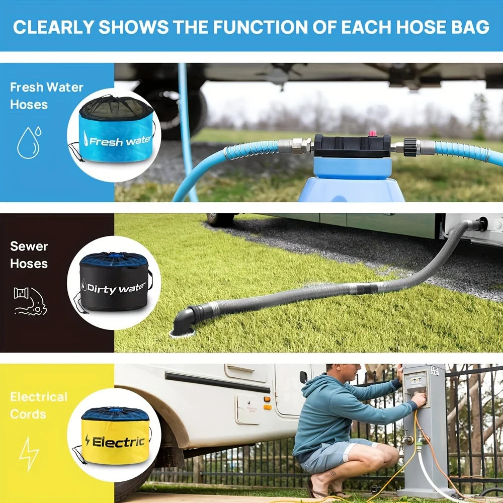 RV Waterproof Hose Bag Three-piece Storage Hose Bag Set Waterproof And Breathable RV Storage Foldable And Easy To Carry