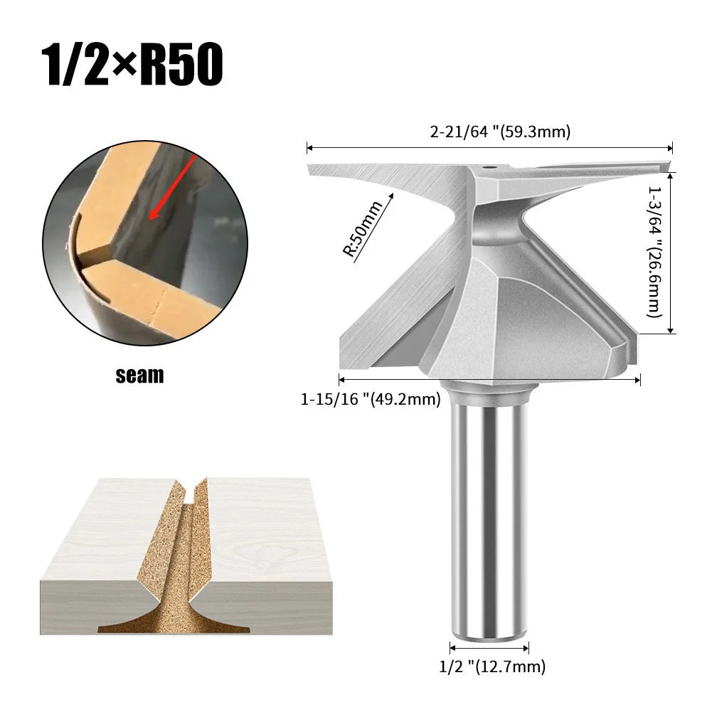 6mm 12mm 1/2" 1/4" Shank Arc Bending Integrated Router Bit Forming Tool Arc Bending Router Bit for Wooden Door Wall Cabinet