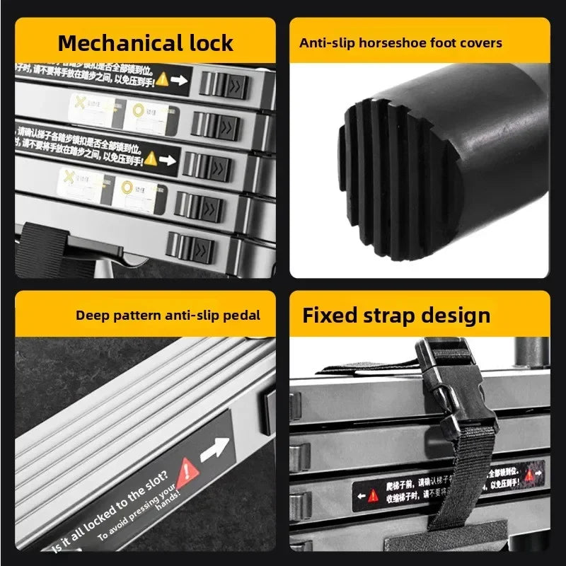 Telescopic ladder Aluminum alloy multi-functional joint herringbone ladder Folding aluminum ladder, bamboo ladder stairs Durable