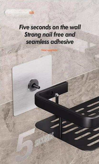 Stainless Steel Shower Caddy. No-Drill Suction Cup Wall Shelf for RV and Bathroom