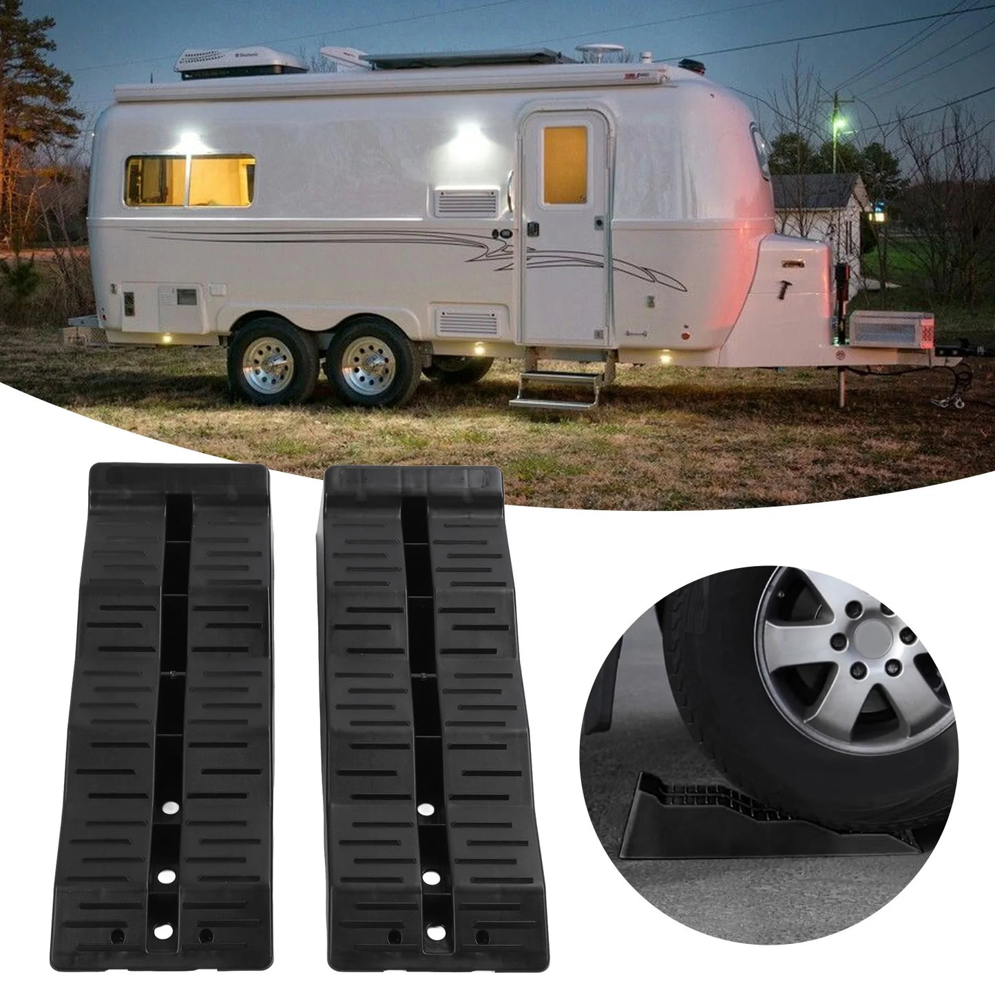 RV Leveling Ramps – 11,000 LB Capacity | Wheel Chock & Stabilizer for Trailers & Campers