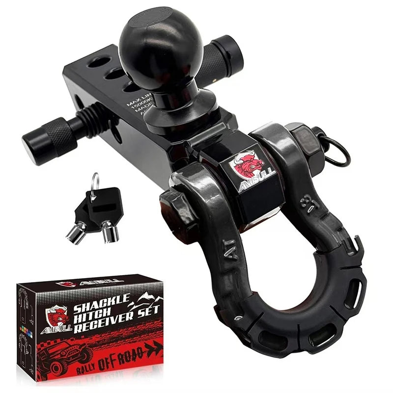 Three hole ball head trailer arm 2-inch base universal RV off-road rescue towing trailer black chrome ball head
