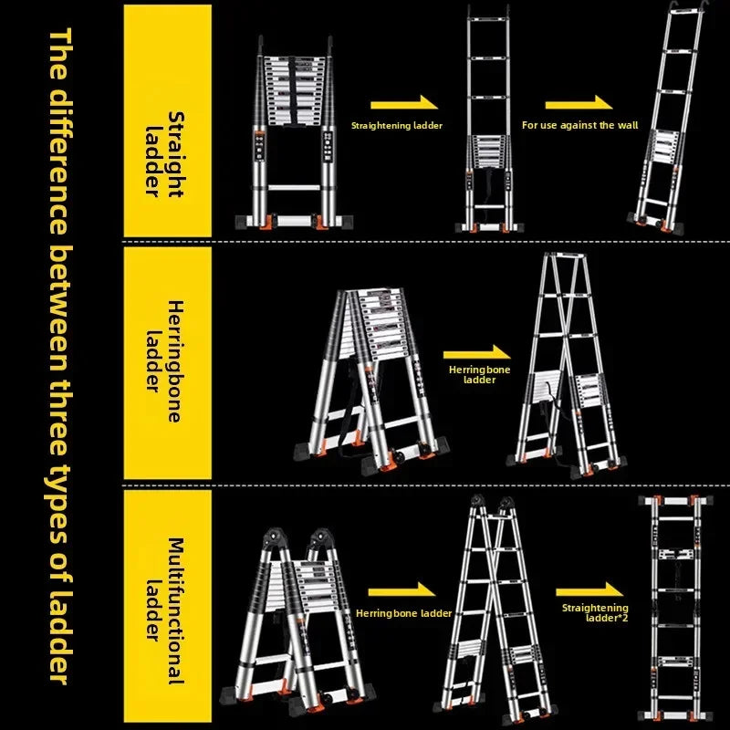 Telescopic ladder Aluminum alloy multi-functional joint herringbone ladder Folding aluminum ladder, bamboo ladder stairs Durable