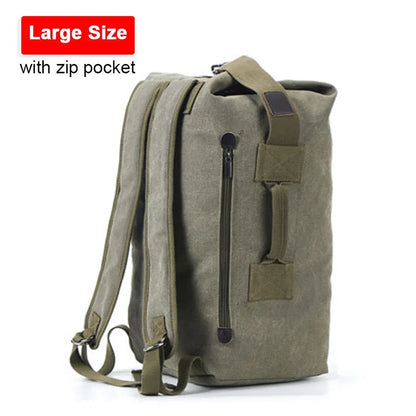 Large Capacity Outdoor Travel Backpack – Lightweight Canvas Bucket Bag