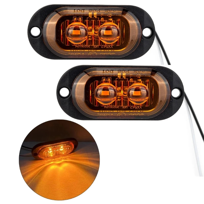 2 Led Truck Trailer Light Front Rear Side Clearance Lamp Waterproof Sealed Surfaces Mounted LED Marker Light