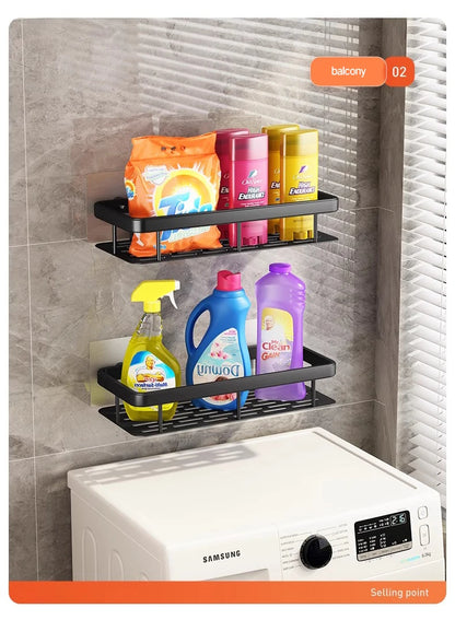 Stainless Steel Shower Caddy. No-Drill Suction Cup Wall Shelf for RV and Bathroom