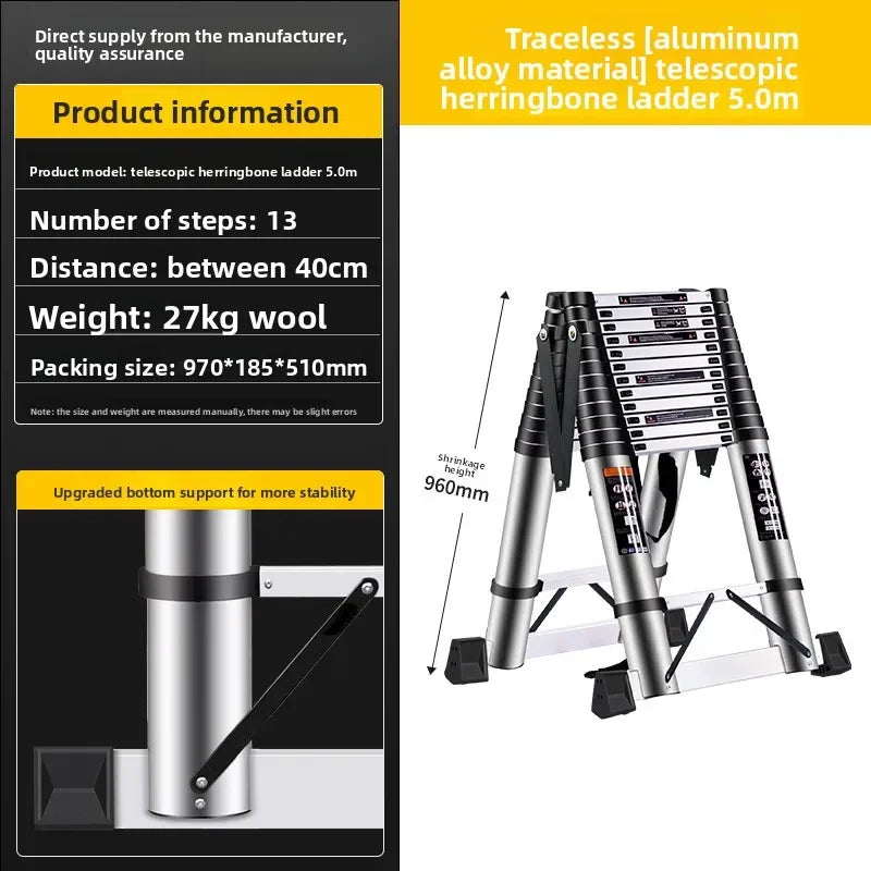 Telescopic ladder Aluminum alloy multi-functional joint herringbone ladder Folding aluminum ladder, bamboo ladder stairs Durable