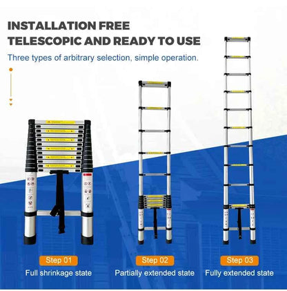 3.8m Aluminum Telescoping Ladder. Single Straight Extension for RV and Outdoor Use