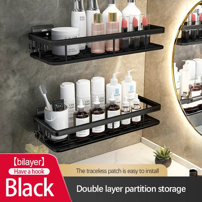 Stainless Steel Shower Caddy. No-Drill Suction Cup Wall Shelf for RV and Bathroom