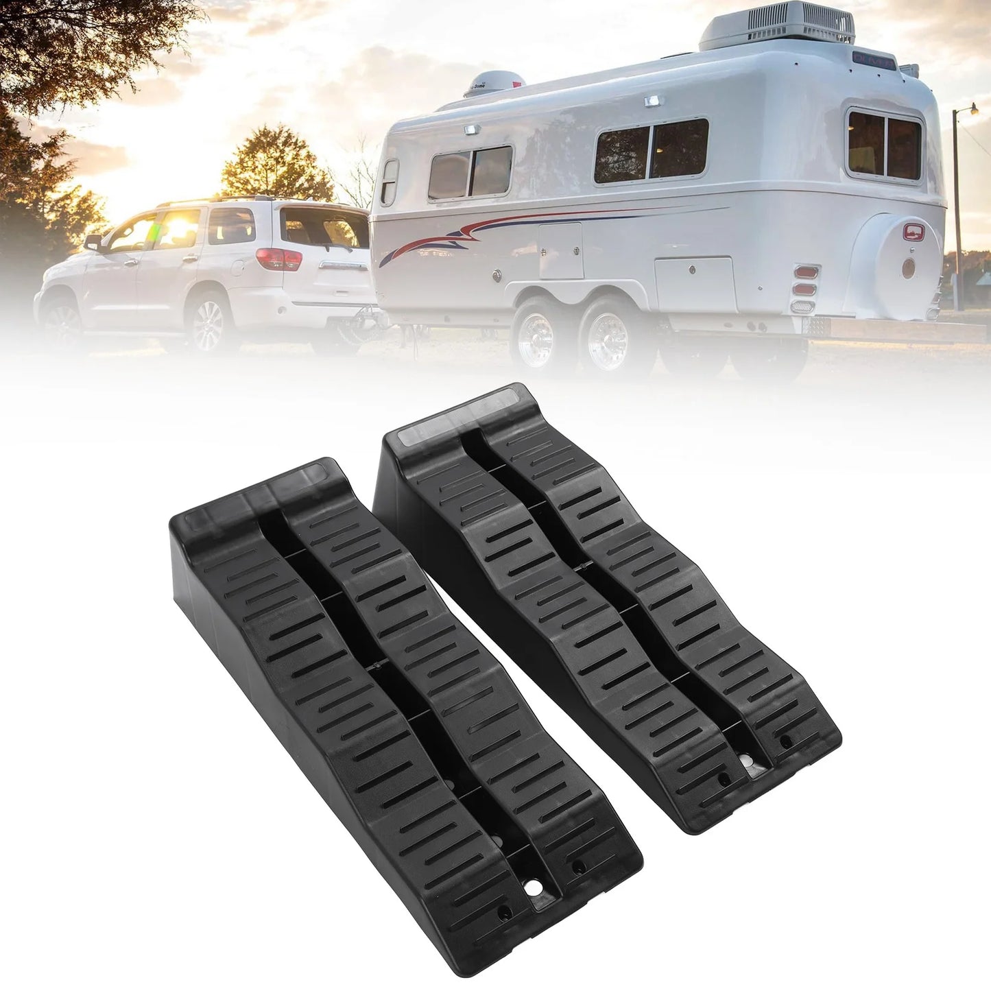RV Leveling Ramps 11000LBS Load Capacity RV Leveler Wheel Chock for Travel Trailer Campers Truck RV Stabilizer Leveling Ramps