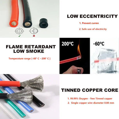 High Temperature Resistant Ultra Soft Silicon Wire 6 8 10 12 14 16 18 20 22 24 26 28AWG Red Black Cable