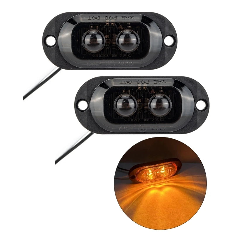 2 Led Truck Trailer Light Front Rear Side Clearance Lamp Waterproof Sealed Surfaces Mounted LED Marker Light