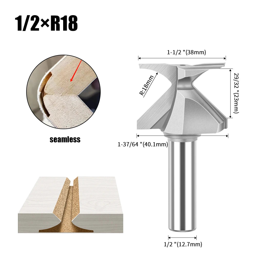 6mm 12mm 1/2" 1/4" Shank Arc Bending Integrated Router Bit Forming Tool Arc Bending Router Bit for Wooden Door Wall Cabinet
