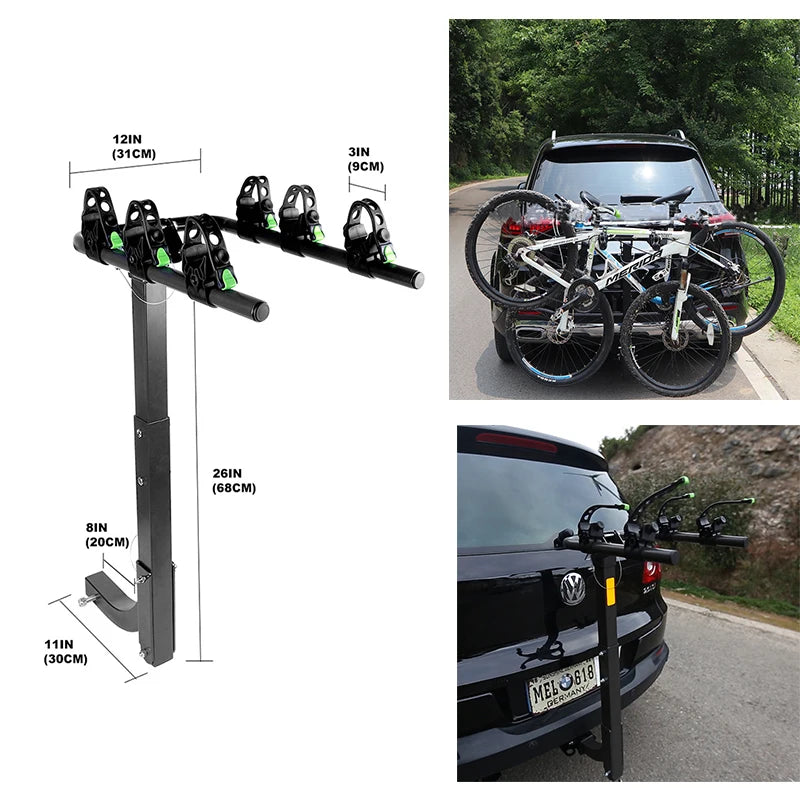 Bicycle Rack Locking 2-Inch Hitch Receiver For SUV Truck Bike Frame Foldable 4-Bike Carrier Easy Assembly Truck Car Accessories