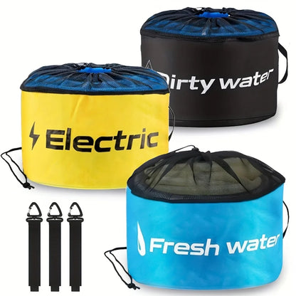 RV Waterproof Hose Storage Bag Set. 3-Piece Foldable Organizer for Camper