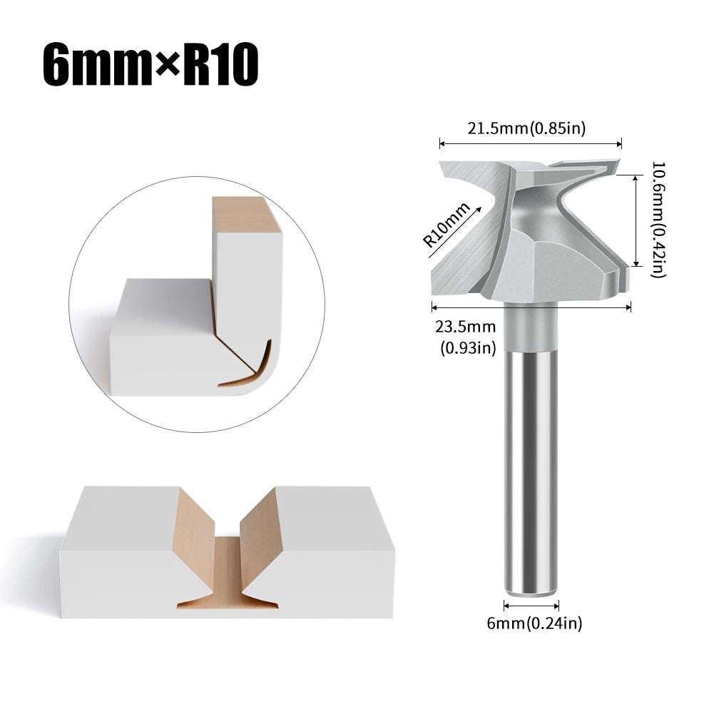 6mm 12mm 1/2" 1/4" Shank Arc Bending Integrated Router Bit Forming Tool Arc Bending Router Bit for Wooden Door Wall Cabinet