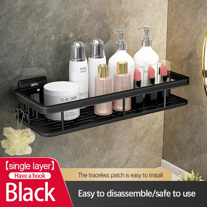Stainless Steel Shower Caddy. No-Drill Suction Cup Wall Shelf for RV and Bathroom