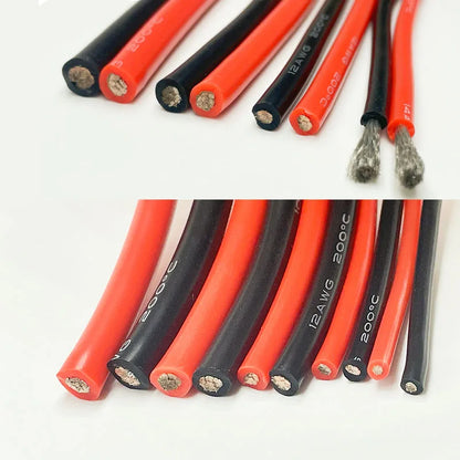 6 8 10 12 14 16 18 20 22 24 26 28AWG Red Black Cable High Temperature Resistant Ultra Soft Silicon Wire