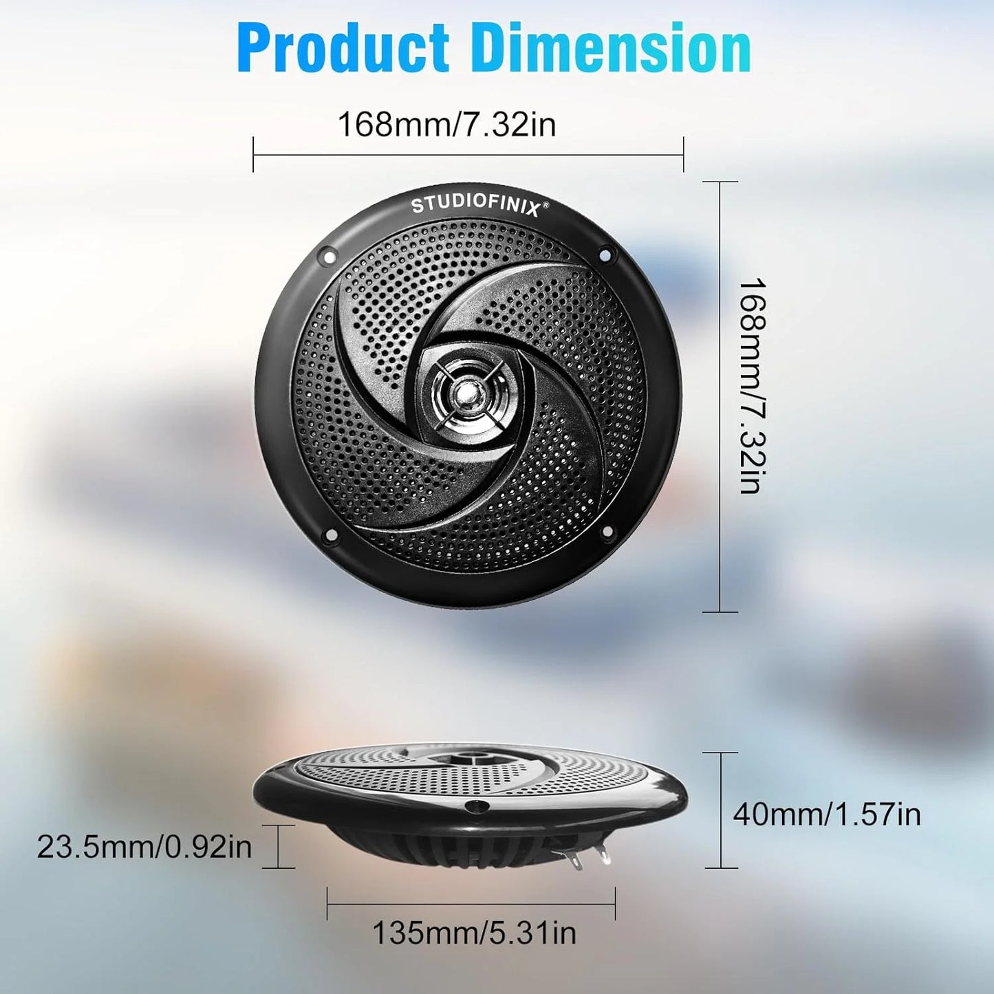 STUDIOFINIX 6.5 Inch 240W Waterproof Marine Speakers with LED Lights 2-Way Slim Outdoor Audio for Boat, RV, ATV, UTV, Golf Cart