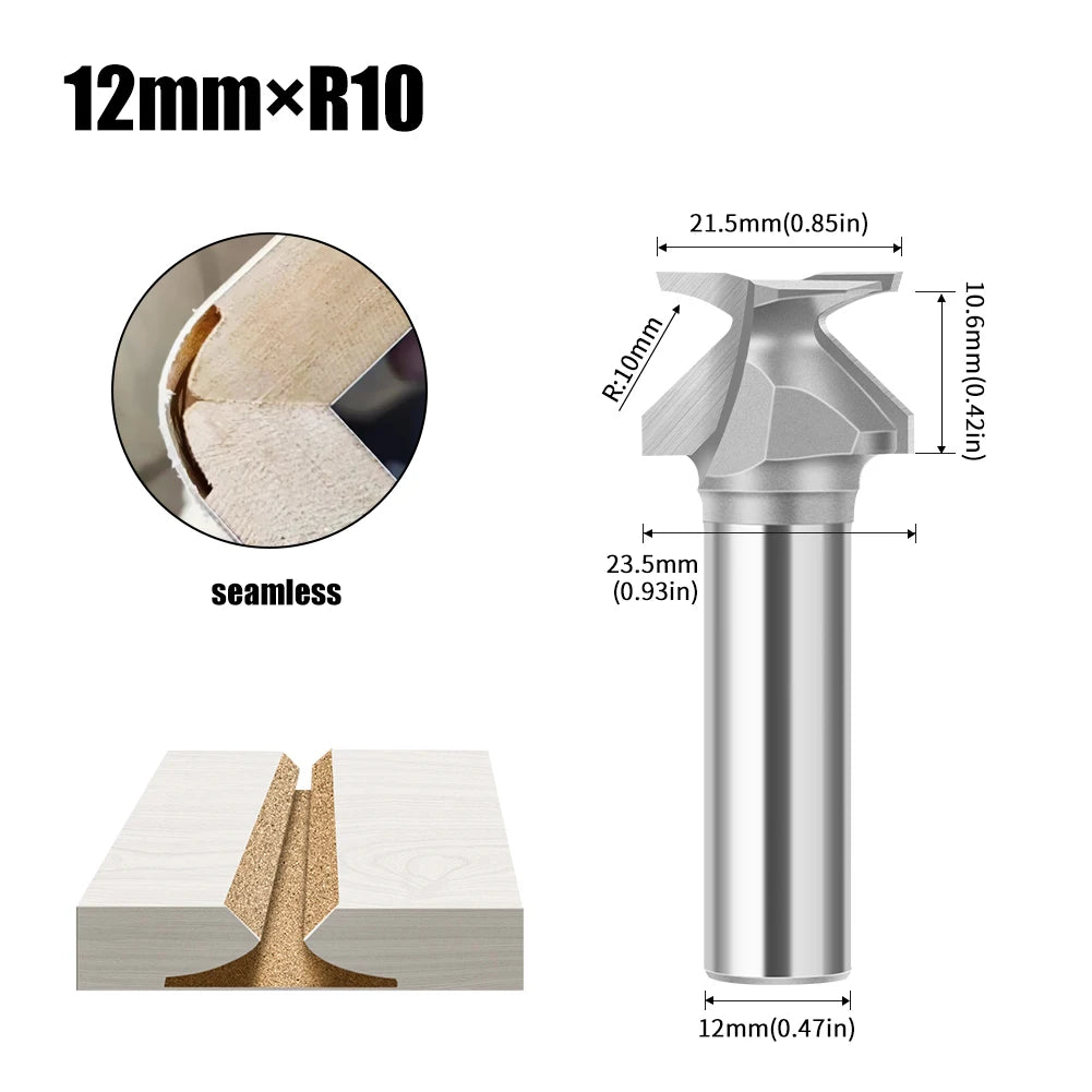 6mm 12mm 1/2" 1/4" Shank Arc Bending Integrated Router Bit Forming Tool Arc Bending Router Bit for Wooden Door Wall Cabinet
