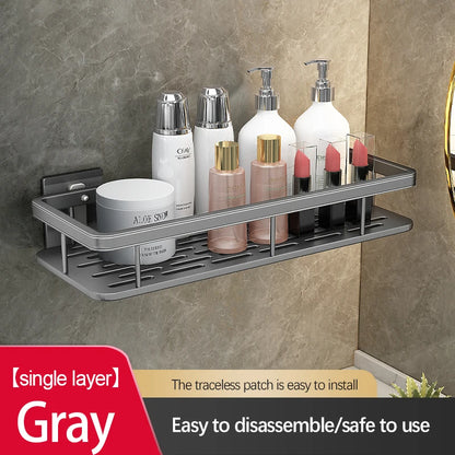Stainless Steel Shower Caddy. No-Drill Suction Cup Wall Shelf for RV and Bathroom