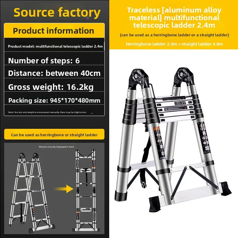 Telescopic ladder Aluminum alloy multi-functional joint herringbone ladder Folding aluminum ladder, bamboo ladder stairs Durable