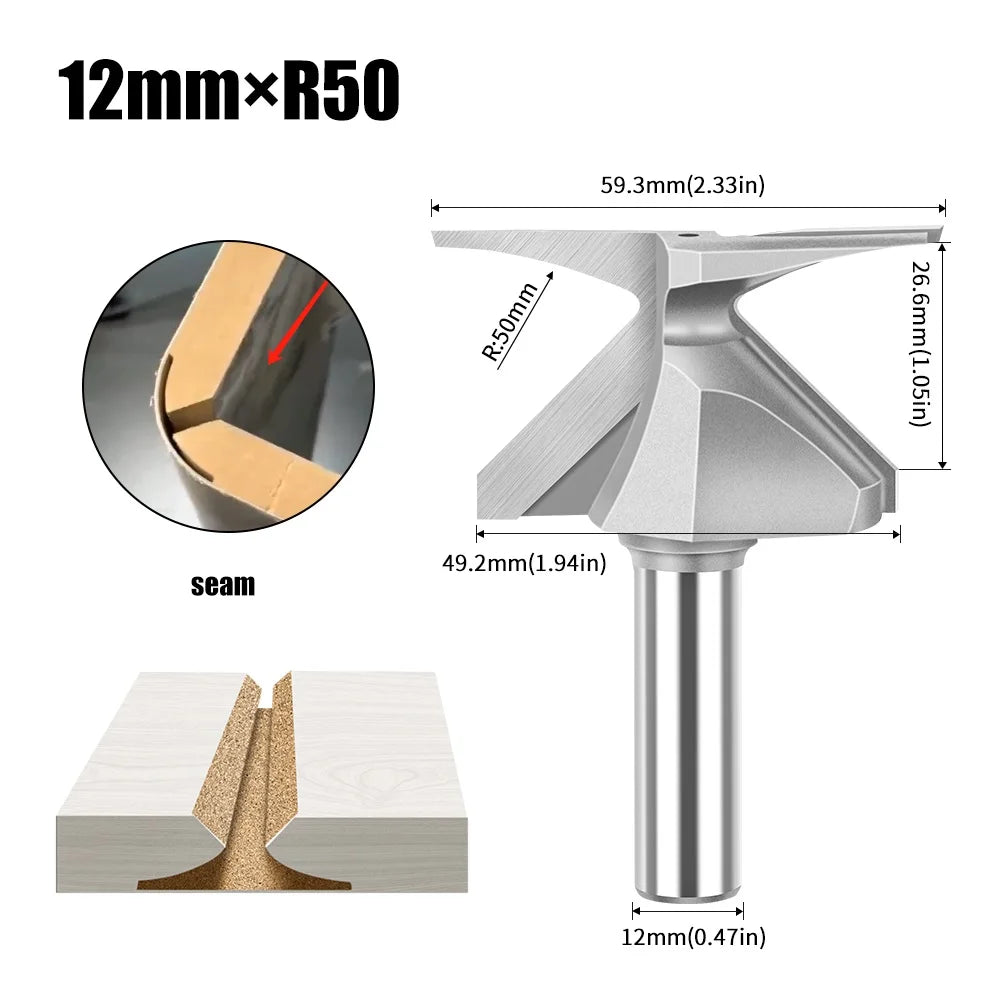 6mm 12mm 1/2" 1/4" Shank Arc Bending Integrated Router Bit Forming Tool Arc Bending Router Bit for Wooden Door Wall Cabinet