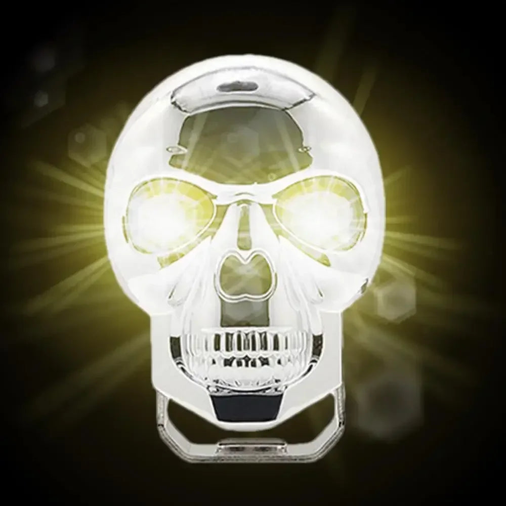 Motorcycle Aluminum Alloy Skull Headlight Skull Fog Lights Motorbike High Low Beam Lamp for Halloween Skull Decoration Headlamp