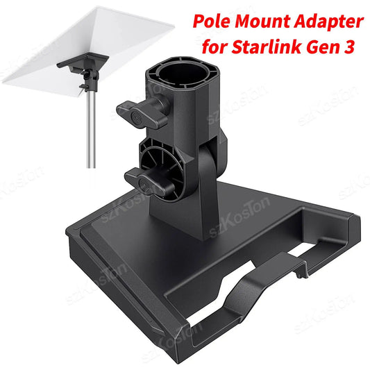 Pole Mount Adapter for Starlink Gen 3 Standard Dish, 360° Rotatable, Tool-Free Install for RV, Roof & Patio