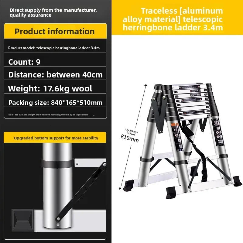 Telescopic ladder Aluminum alloy multi-functional joint herringbone ladder Folding aluminum ladder, bamboo ladder stairs Durable