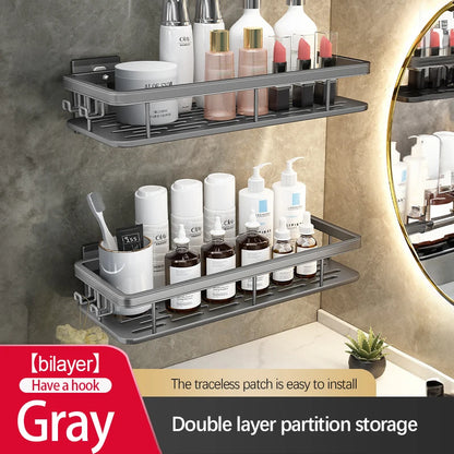 Stainless Steel Shower Caddy. No-Drill Suction Cup Wall Shelf for RV and Bathroom
