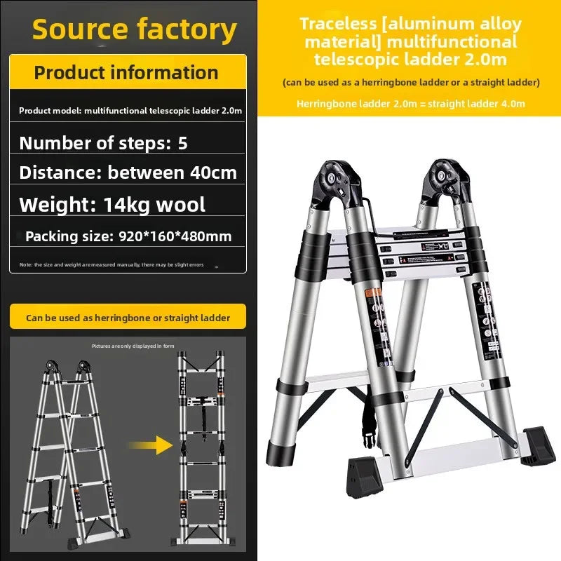 Telescopic ladder Aluminum alloy multi-functional joint herringbone ladder Folding aluminum ladder, bamboo ladder stairs Durable
