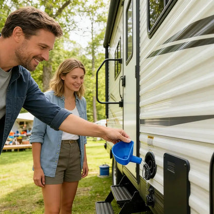 RV Water Funnel 3D Printed Anti-Spill Wide Mouth Trailer Water Inlet Funnel Camper Accessories for Travel Camping Road Trip