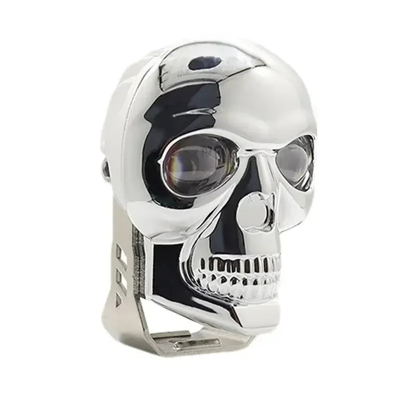 Motorcycle Aluminum Alloy Skull Headlight Skull Fog Lights Motorbike High Low Beam Lamp for Halloween Skull Decoration Headlamp