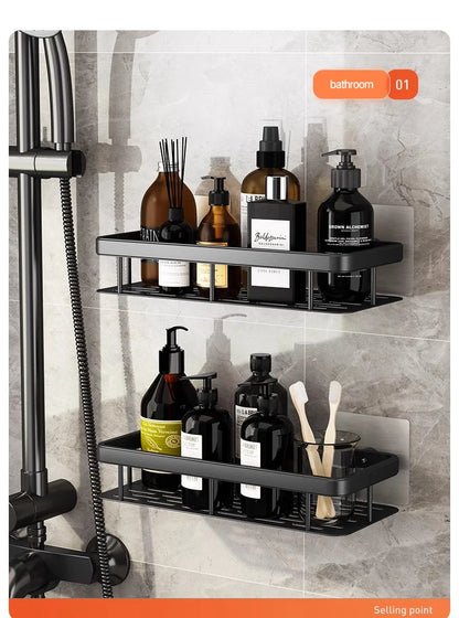 Stainless Steel Shower Caddy. No-Drill Suction Cup Wall Shelf for RV and Bathroom