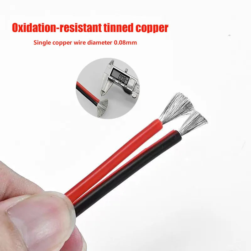 Super Soft 2 Pin Red and Black Silicone Cable 28awg 26awg 24 22 20 18 16 14 12awg 10awg 8awg High Temperature Tinned Copper Wire