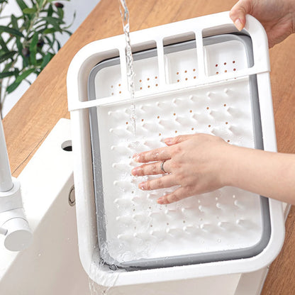 Foldable Dish Rack Kitchen Sink Basket Storage Water Leakage Plastic Tableware Bowl Dinnerware Drain Bowl Tray Home Drying Rack