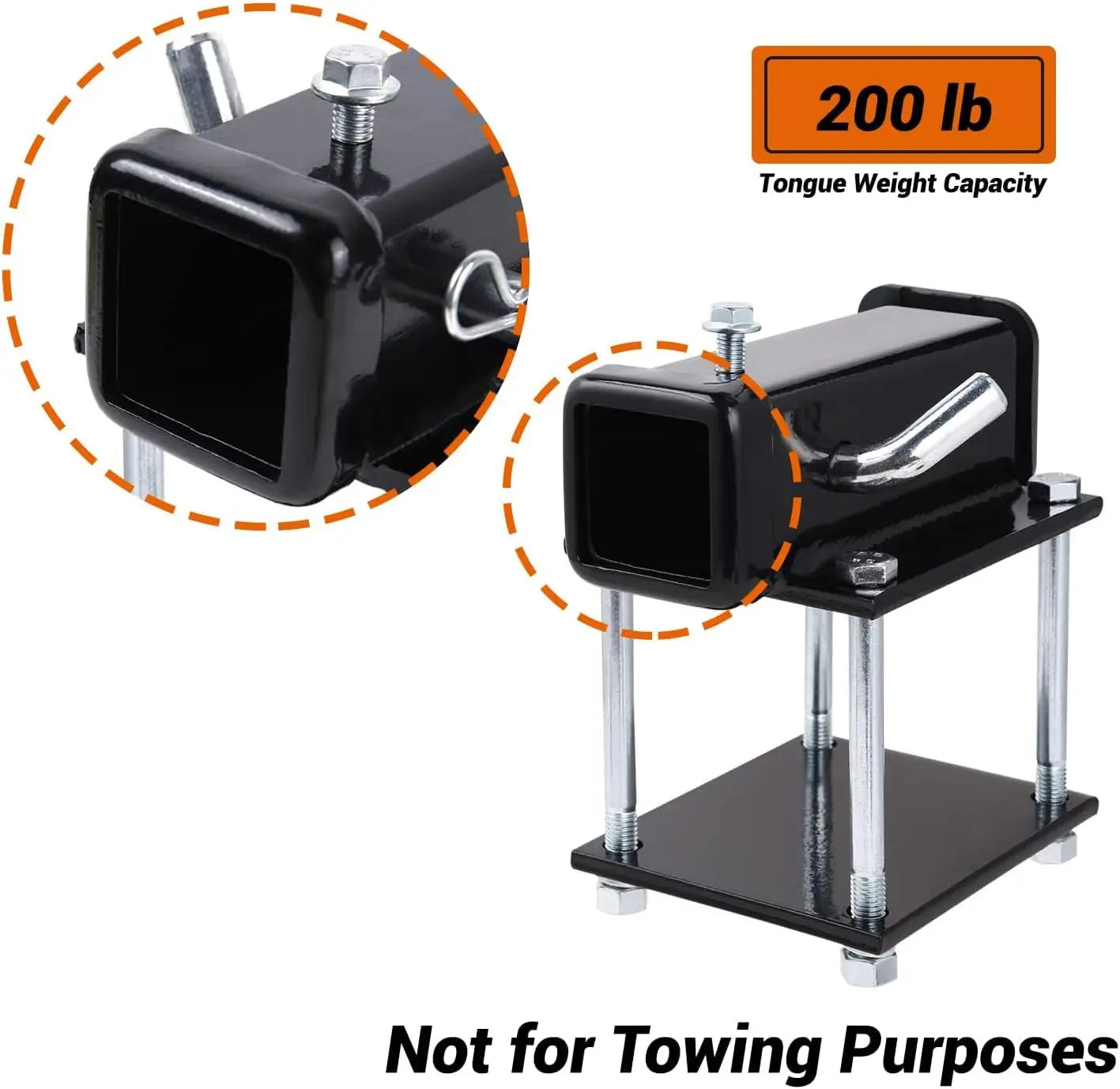 Bolt-on RV Bumper Hitch 2'' Receiver Adapter Fits 4-4.5" Beam Travel Trailer Rear Bumper For Mounting Cargo Carriers