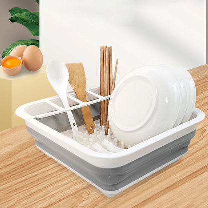 Foldable Dish Rack Kitchen Sink Basket Storage Water Leakage Plastic Tableware Bowl Dinnerware Drain Bowl Tray Home Drying Rack
