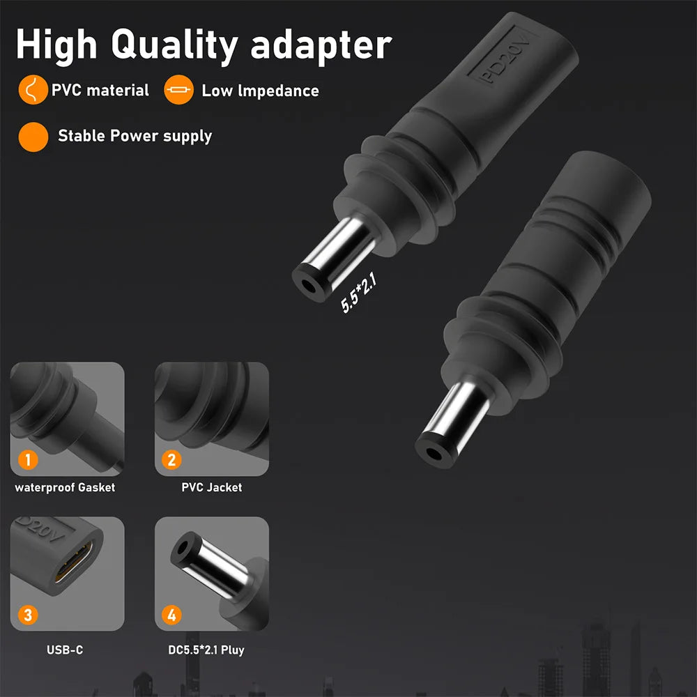 For Starlink Mini Cable 2M(6.6ft) Starlink Mini DC Power Type-C Input Replacement Cable Waterproof Outerdoor Barrel Jack Chargin