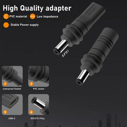 For Starlink Mini Cable 2M(6.6ft) Starlink Mini DC Power Type-C Input Replacement Cable Waterproof Outerdoor Barrel Jack Chargin