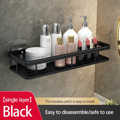 Stainless Steel Shower Caddy. No-Drill Suction Cup Wall Shelf for RV and Bathroom