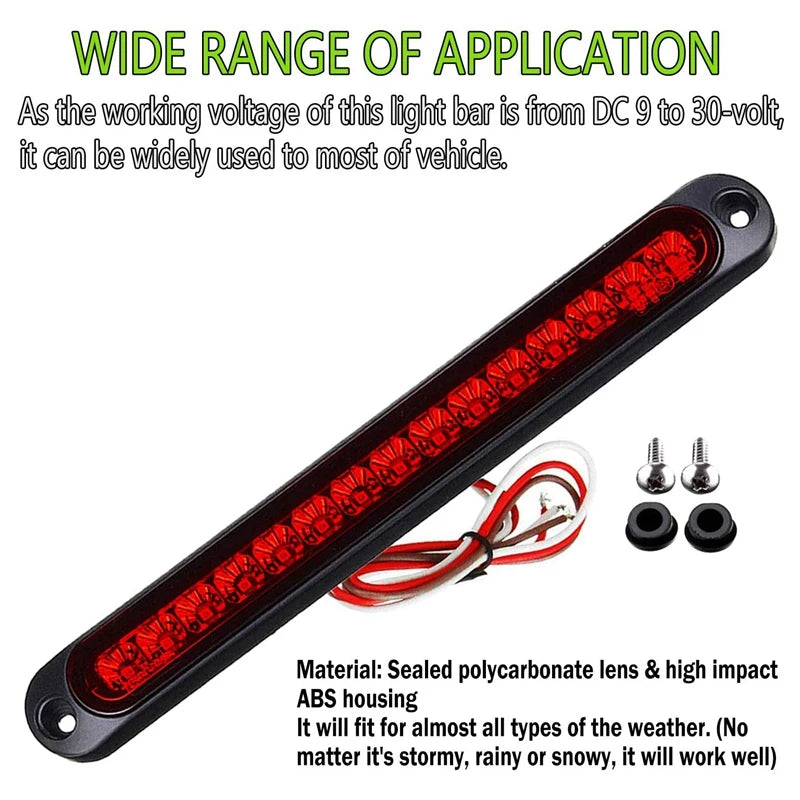 2Pcs 10Inch 15 LED Trailer Light LED Stop Turn Tail Light Third Brake Bar Strip For Heavy Duty Boats Trucks