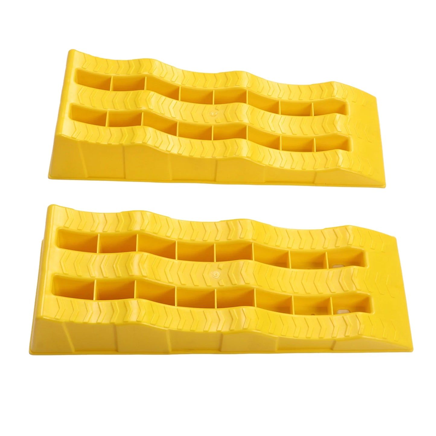 Trailer Leveler 1 Pair RV Leveling Ramps 3 Stage Yellow Trailer Camper Wheel Chocks for Stabilizing Uneven Ground and Parking