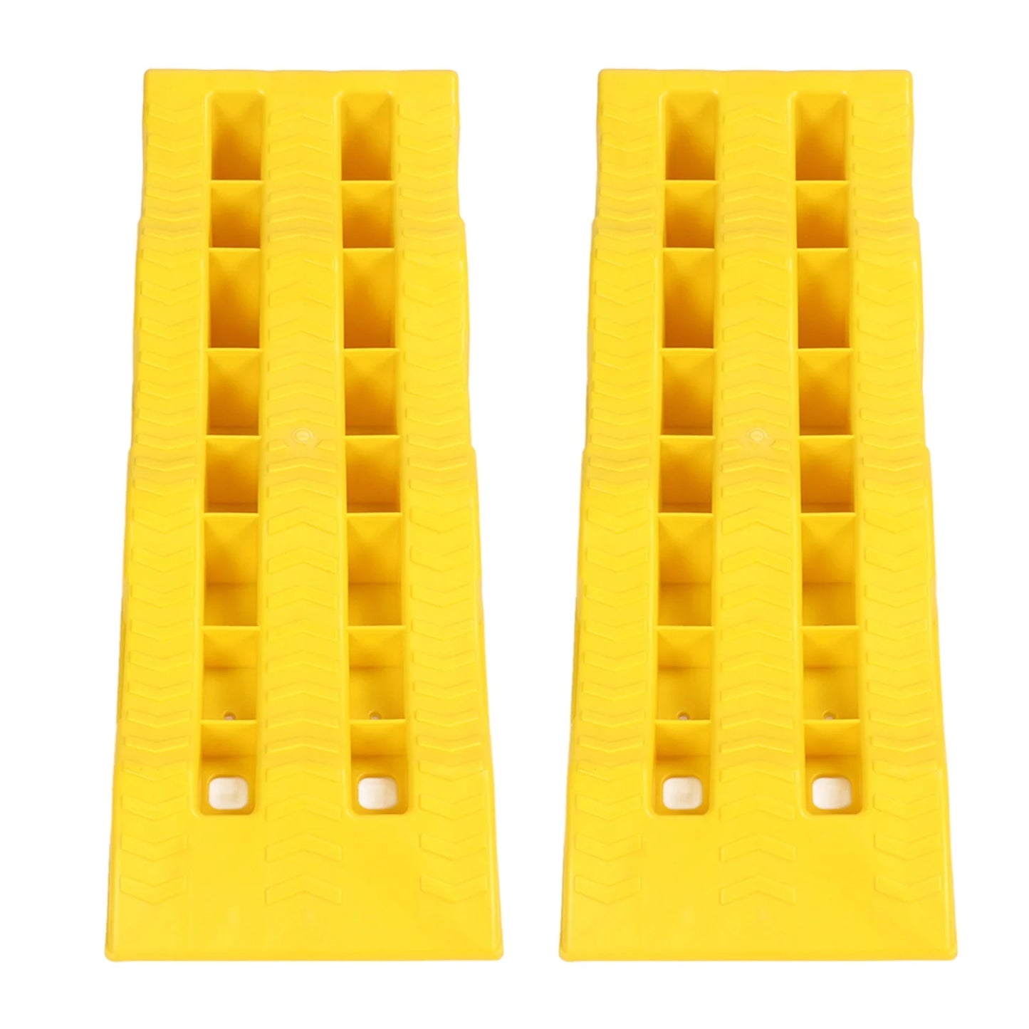 Trailer Leveler 1 Pair RV Leveling Ramps 3 Stage Yellow Trailer Camper Wheel Chocks for Stabilizing Uneven Ground and Parking
