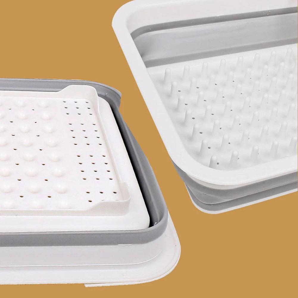 Foldable Dish Rack Kitchen Sink Basket Storage Water Leakage Plastic Tableware Bowl Dinnerware Drain Bowl Tray Home Drying Rack