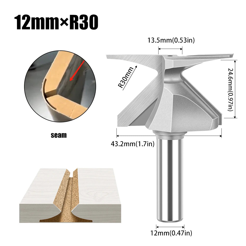6mm 12mm 1/2" 1/4" Shank Arc Bending Integrated Router Bit Forming Tool Arc Bending Router Bit for Wooden Door Wall Cabinet